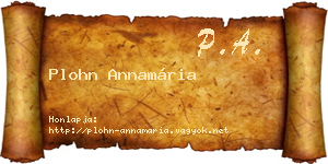 Plohn Annamária névjegykártya
